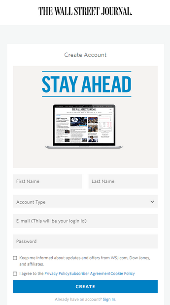 WSJ Login Page