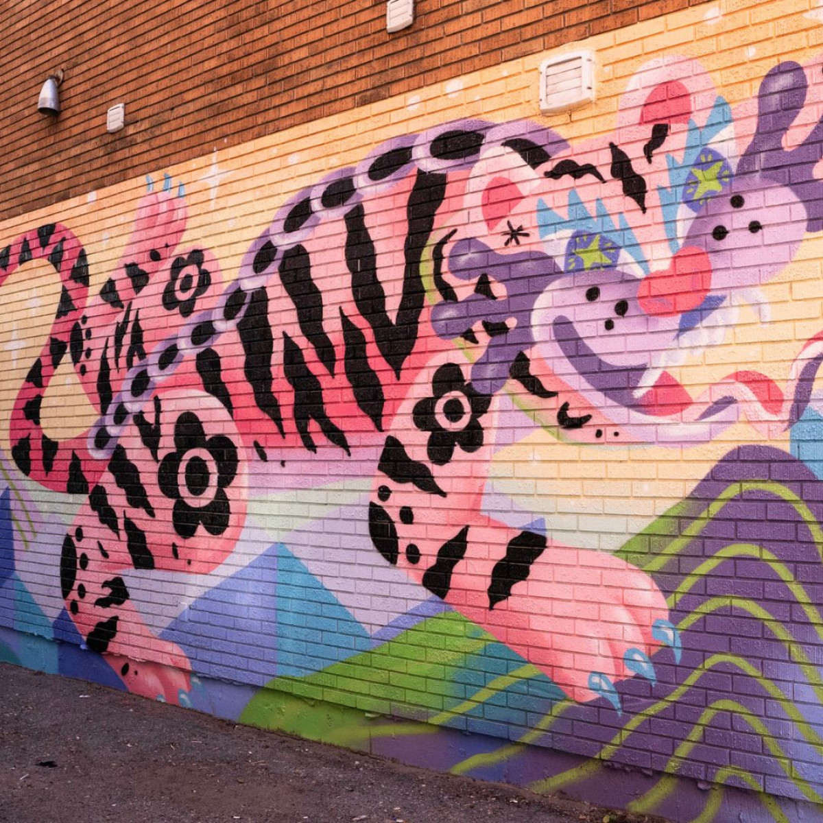 Colorful horangi Korean tiger mural