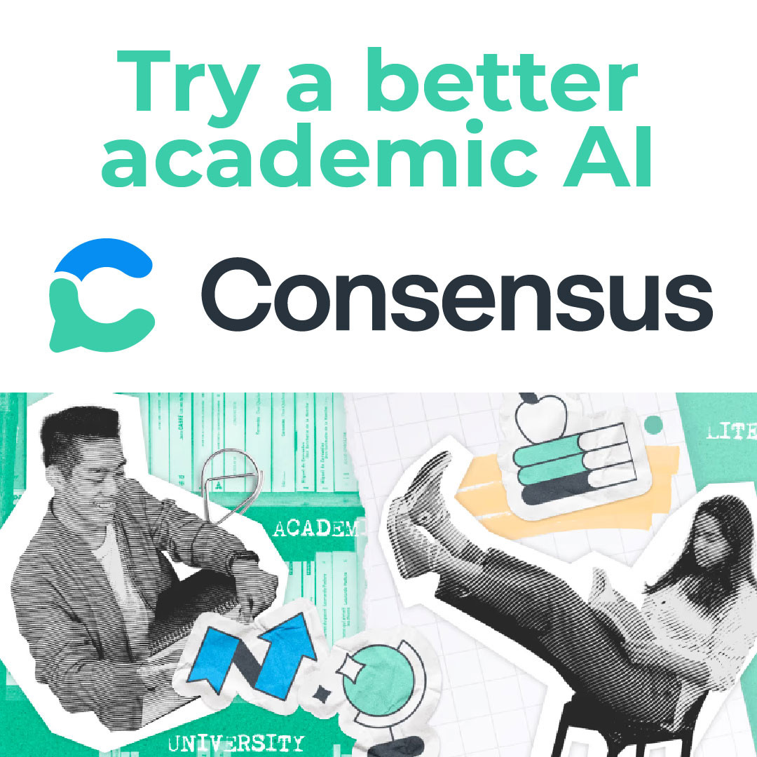 Consensus logo with students studying