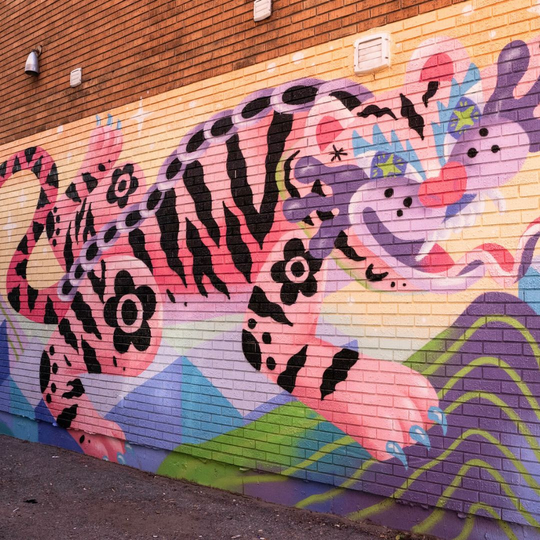 Colorful horangi Korean tiger mural